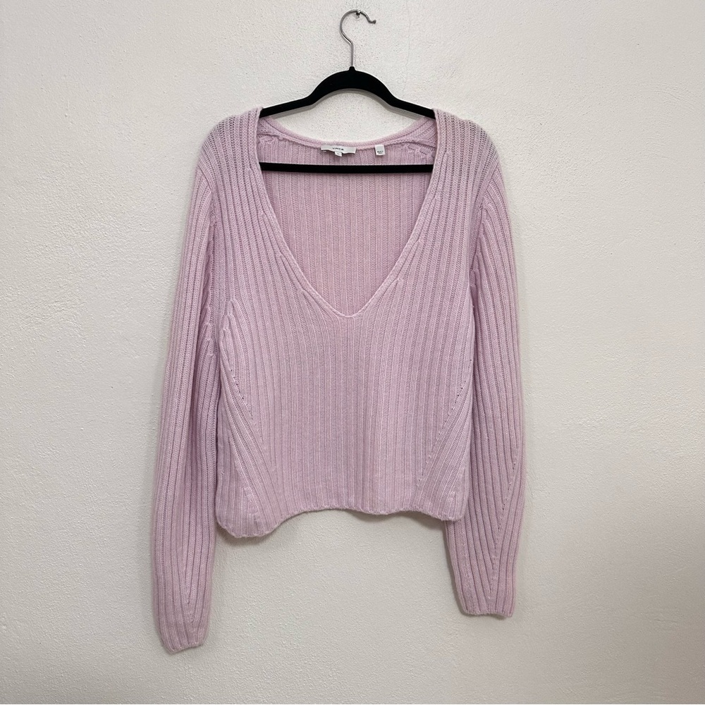 Vince Full Sleeve Fitted V-neck Wool Sweater